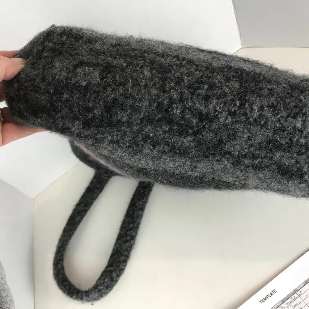 Unbranded grey felted wool satchel/tote, fully lined